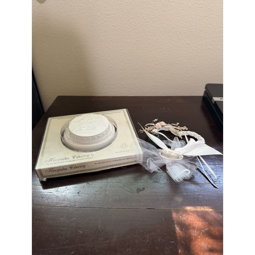 Keepsake Caketop Wedding Trinket Cake Topper Box & Cowboy Boots Cake Topper Set